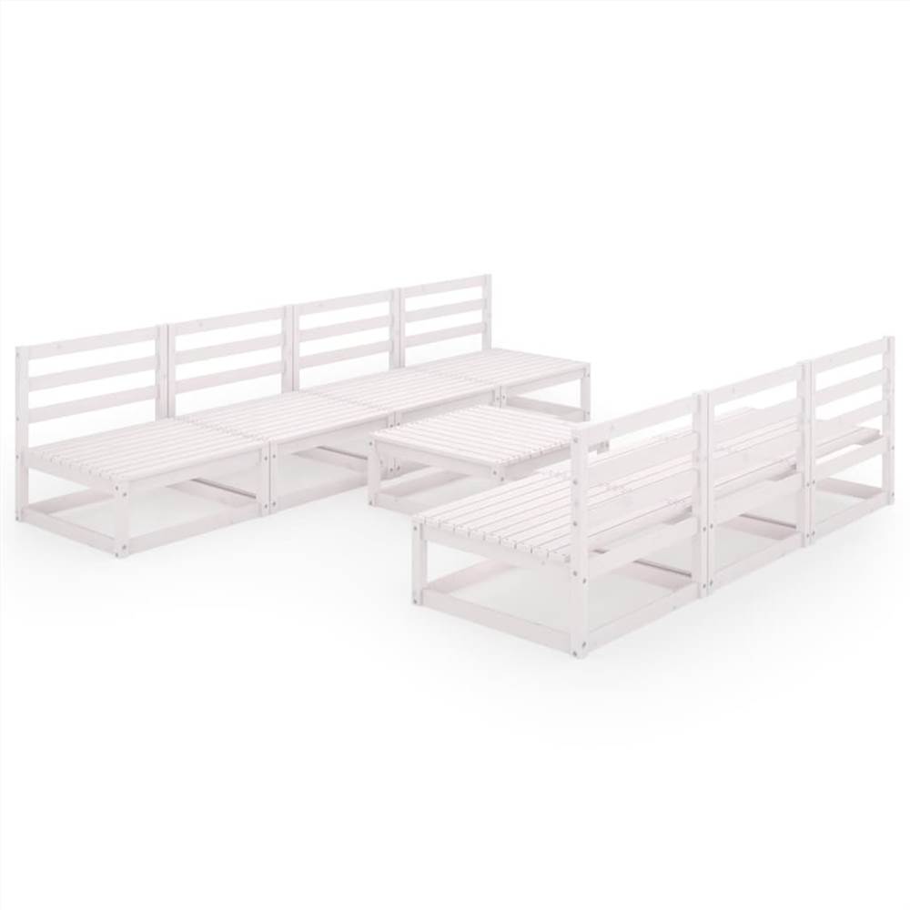 

8 Piece Garden Lounge Set White Solid Pinewood