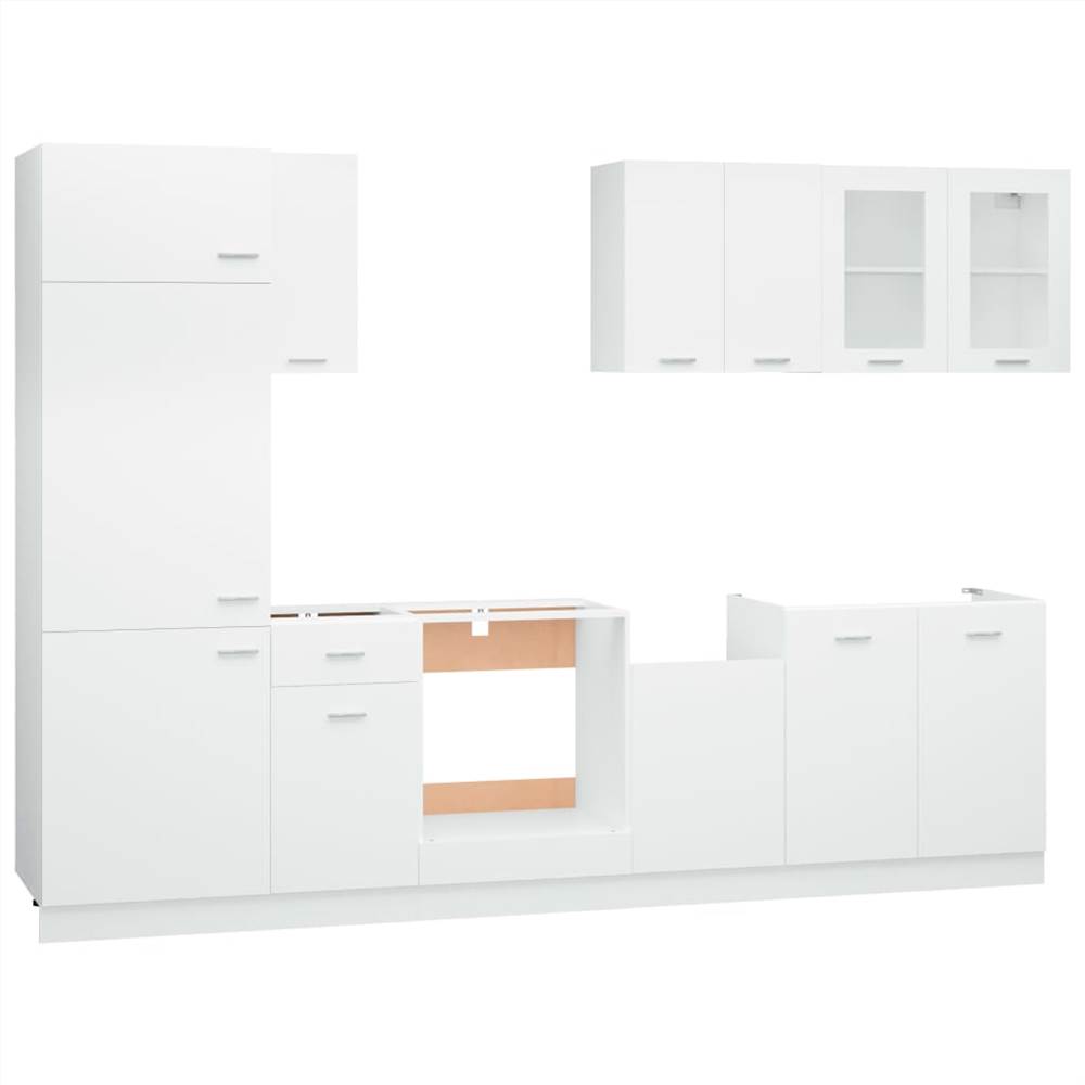 8 Piece Kitchen Cabinet Set White Chipboard
