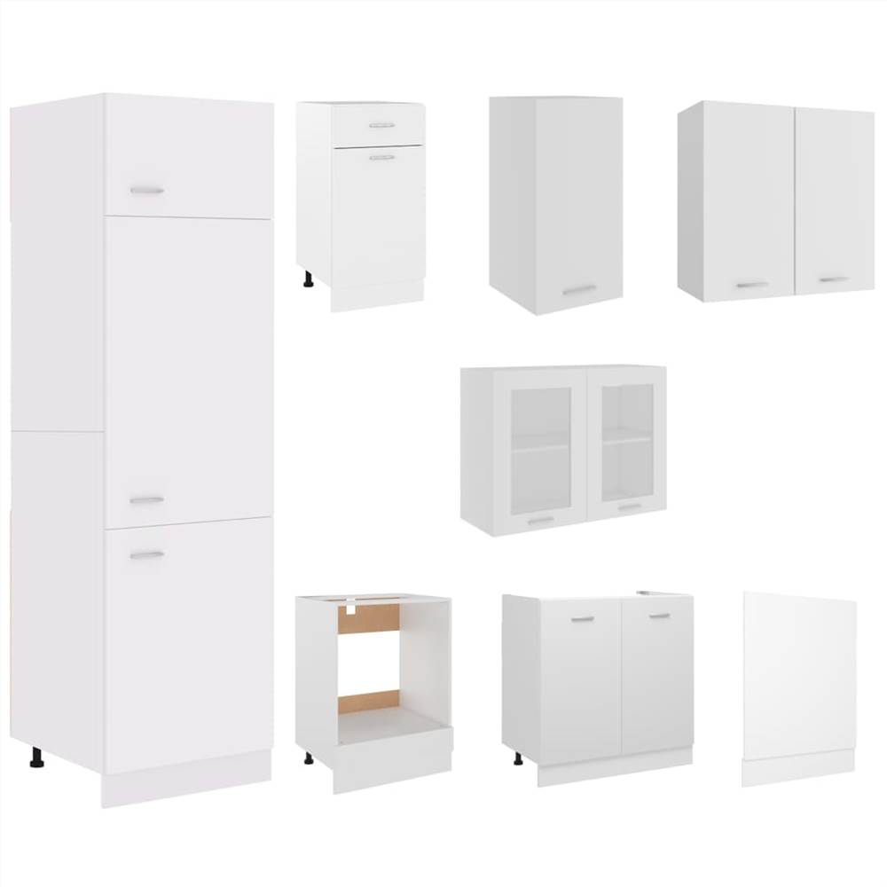 8 Piece Kitchen Cabinet Set White Chipboard