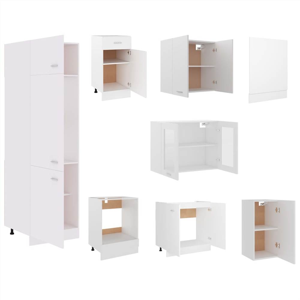 8 Piece Kitchen Cabinet Set White Chipboard