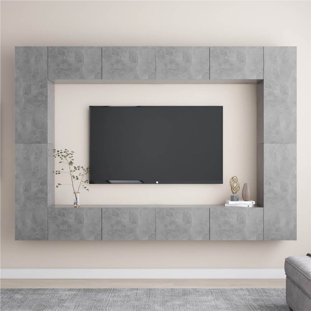 

8 Piece TV Cabinet Set Concrete Grey Chipboard