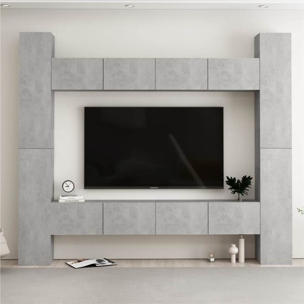 

8 Piece TV Cabinet Set Concrete Grey Chipboard