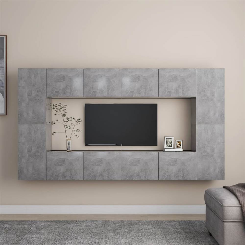 

8 Piece TV Cabinet Set Concrete Grey Chipboard