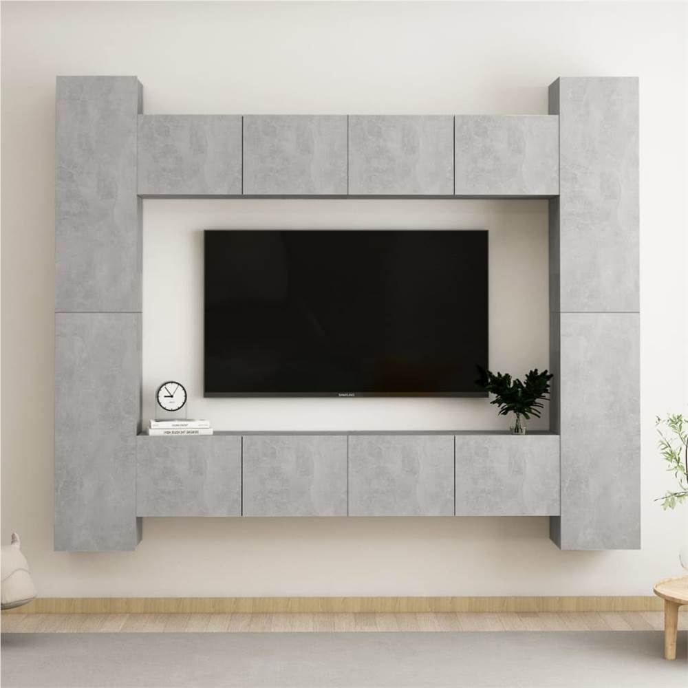 

8 Piece TV Cabinet Set Concrete Grey Chipboard
