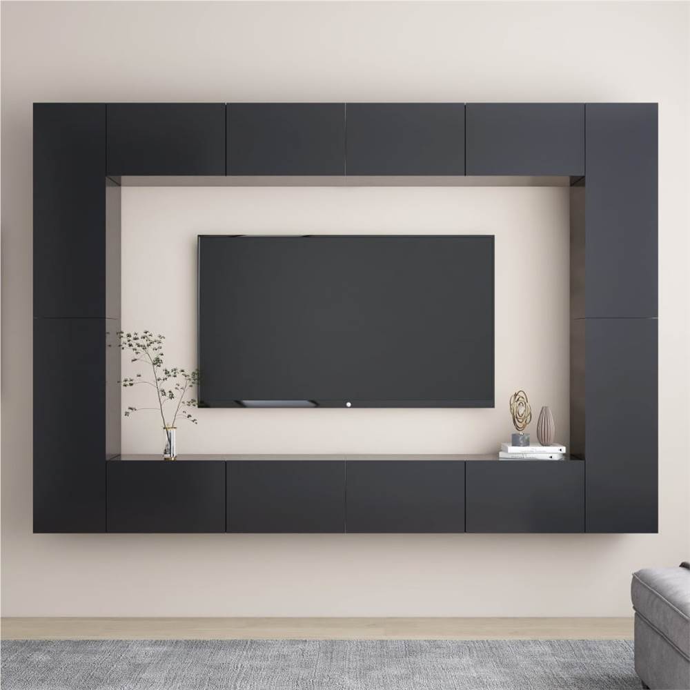 

8 Piece TV Cabinet Set Grey Chipboard