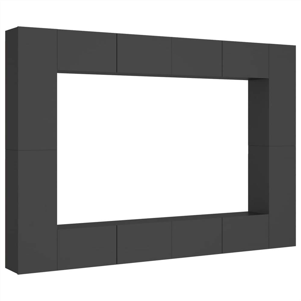 8 Piece TV Set Grey Chipboard