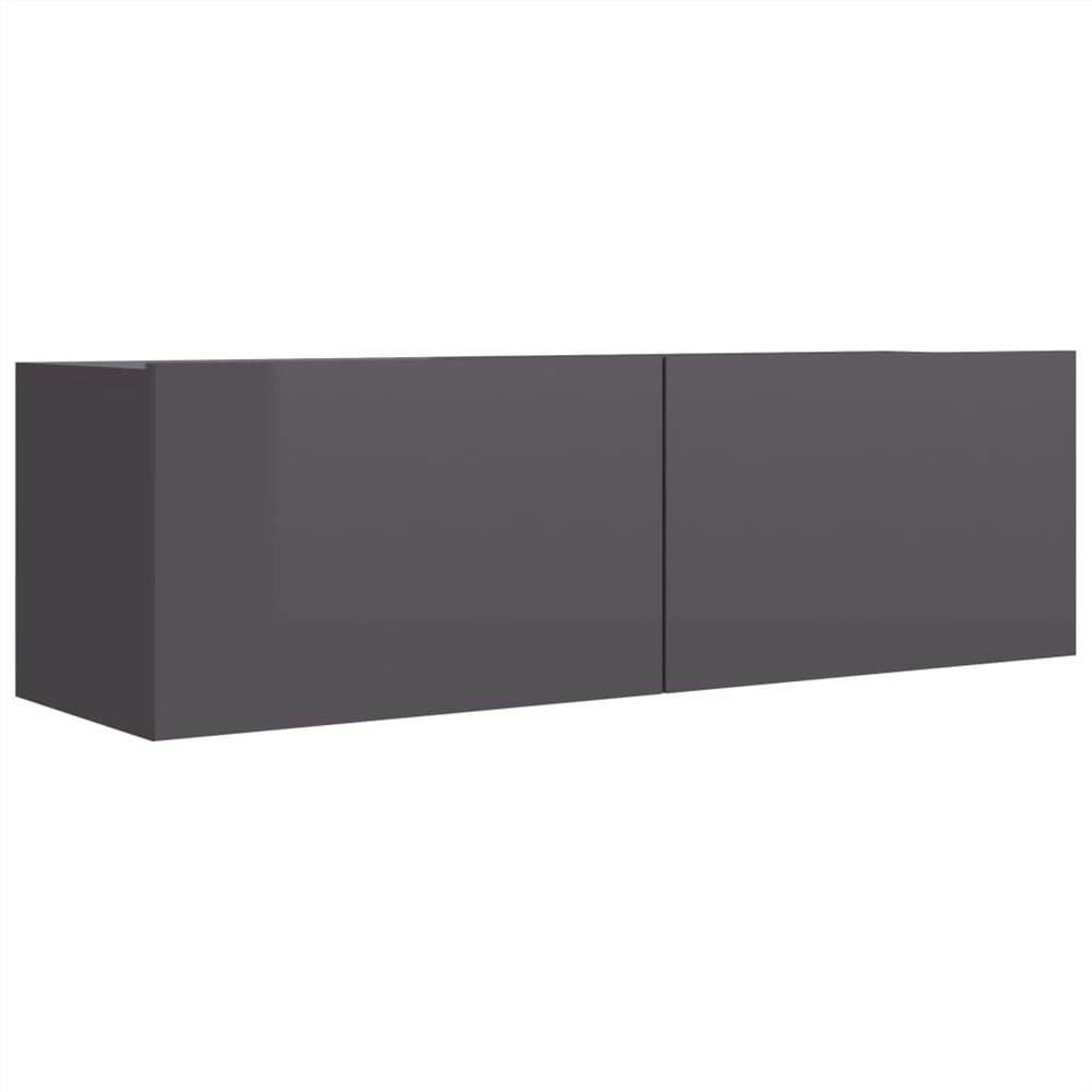 8 Piece TV Cabinet Set High Gloss Grey Chipboard