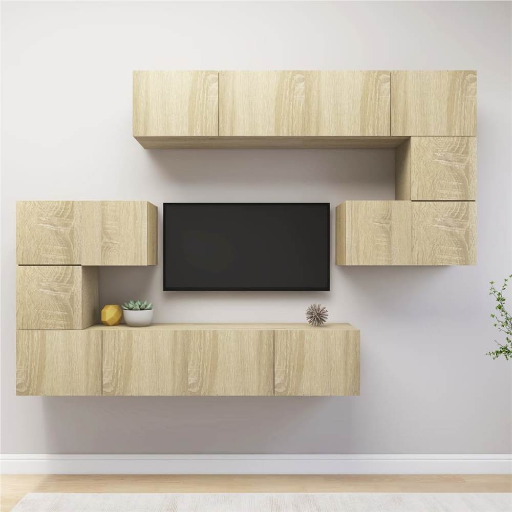

8 Piece TV Cabinet Set Sonoma Oak Chipboard