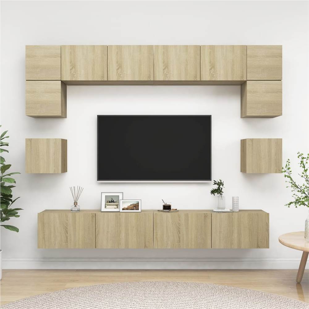 

8 Piece TV Cabinet Set Sonoma Oak Chipboard
