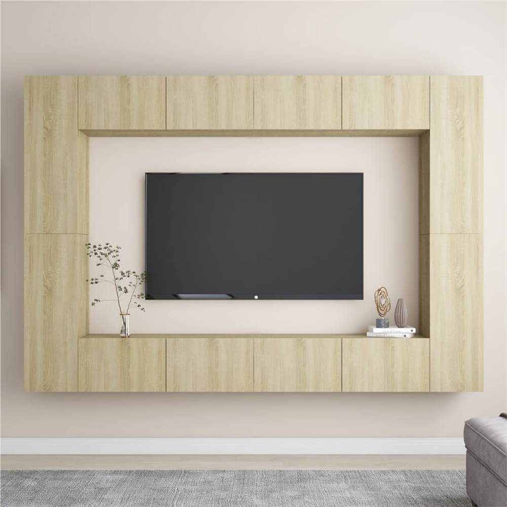 

8 Piece TV Cabinet Set Sonoma Oak Chipboard