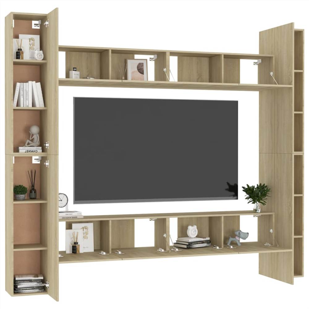 8 Piece TV Cabinet Set Sonoma Oak Chipboard 14 8 Piece TV Cabinet Set Sonoma Oak Chipboard