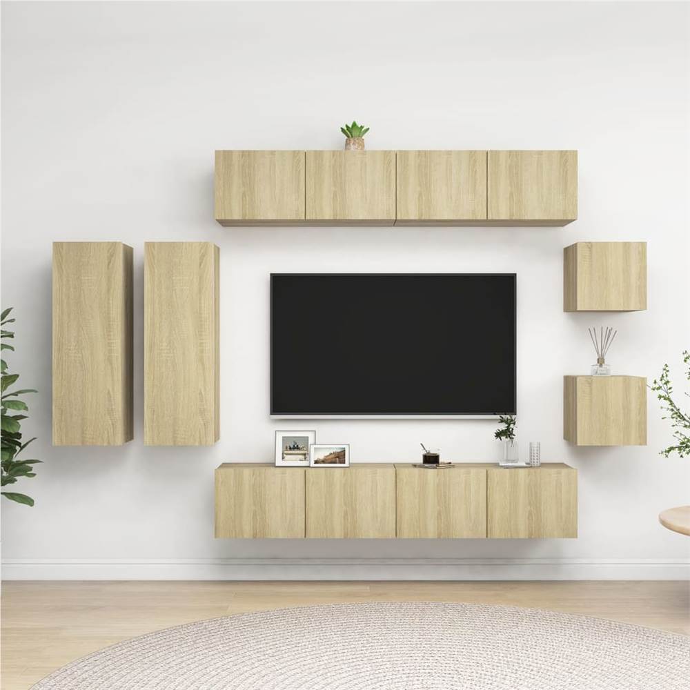 

8 Piece TV Cabinet Set Sonoma Oak Chipboard