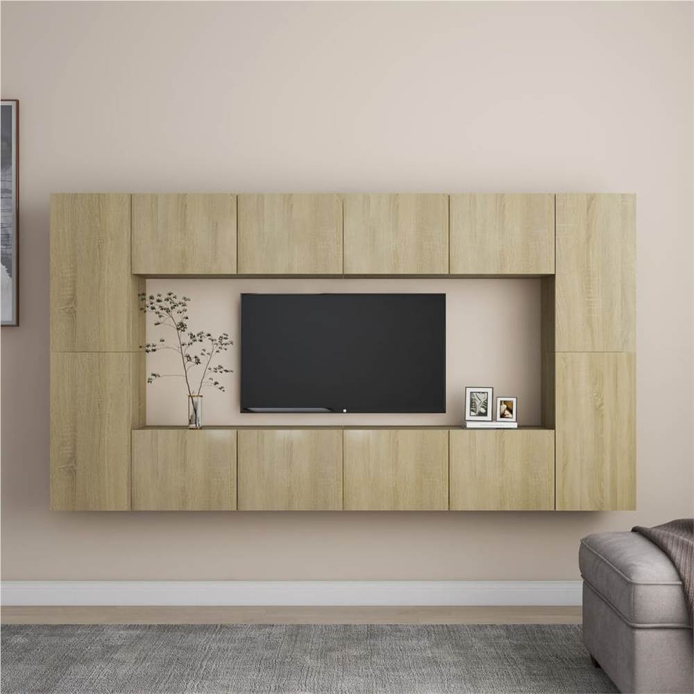 

8 Piece TV Cabinet Set Sonoma Oak Chipboard