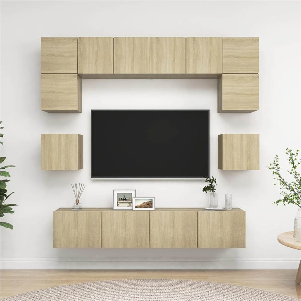 8 Piece TV Cabinet Set Sonoma Oak Chipboard