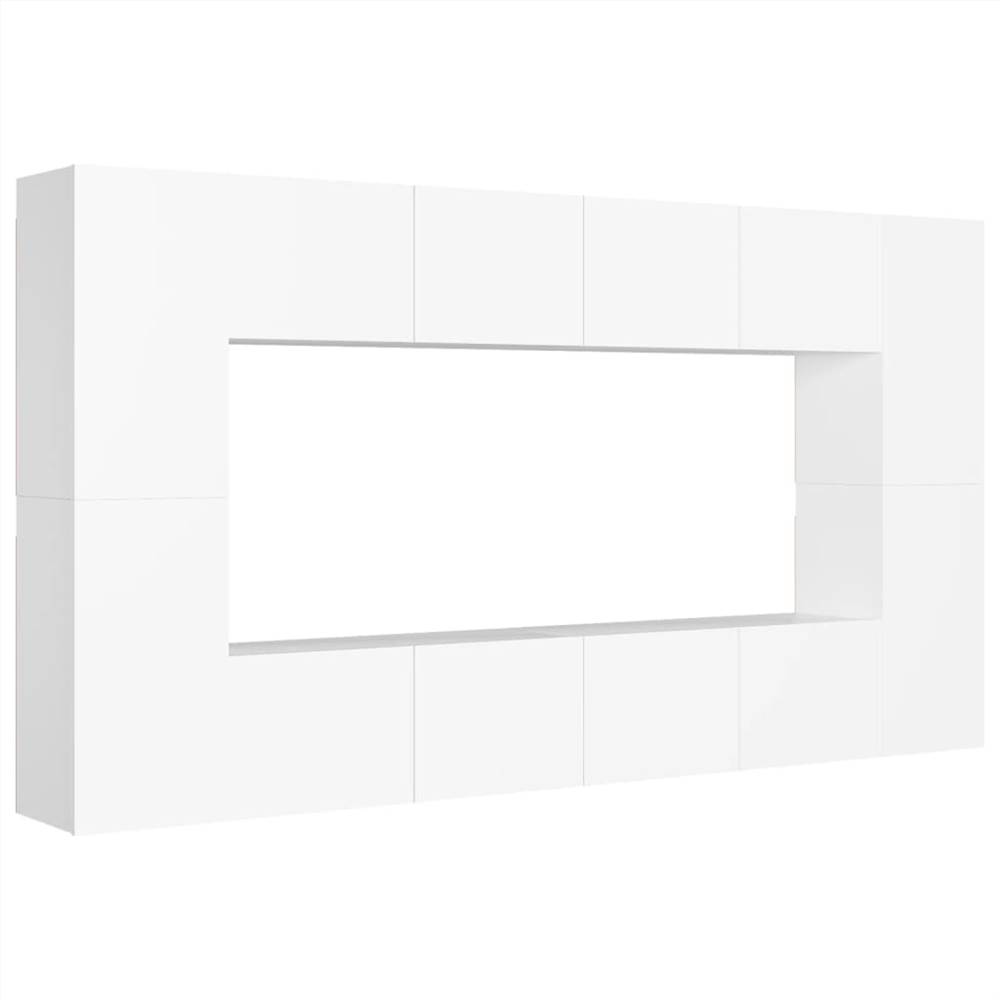 8 Piece TV Cabinet Set White Chipboard 13 8 Piece TV Cabinet Set White Chipboard