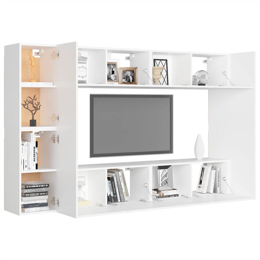8 Piece TV Cabinet Set White Chipboard 14 8 Piece TV Cabinet Set White Chipboard