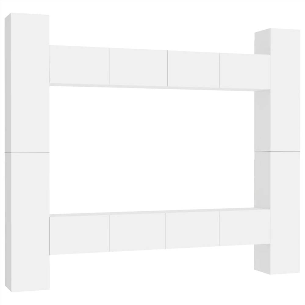 8 Piece TV Cabinet Set White Chipboard 13 8 Piece TV Cabinet Set White Chipboard