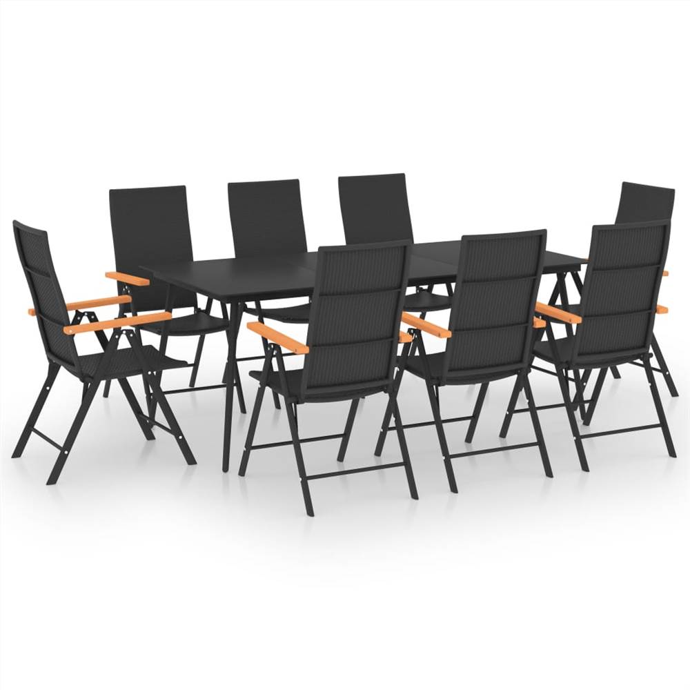 

9 Piece Garden Dining Set Black and Brown