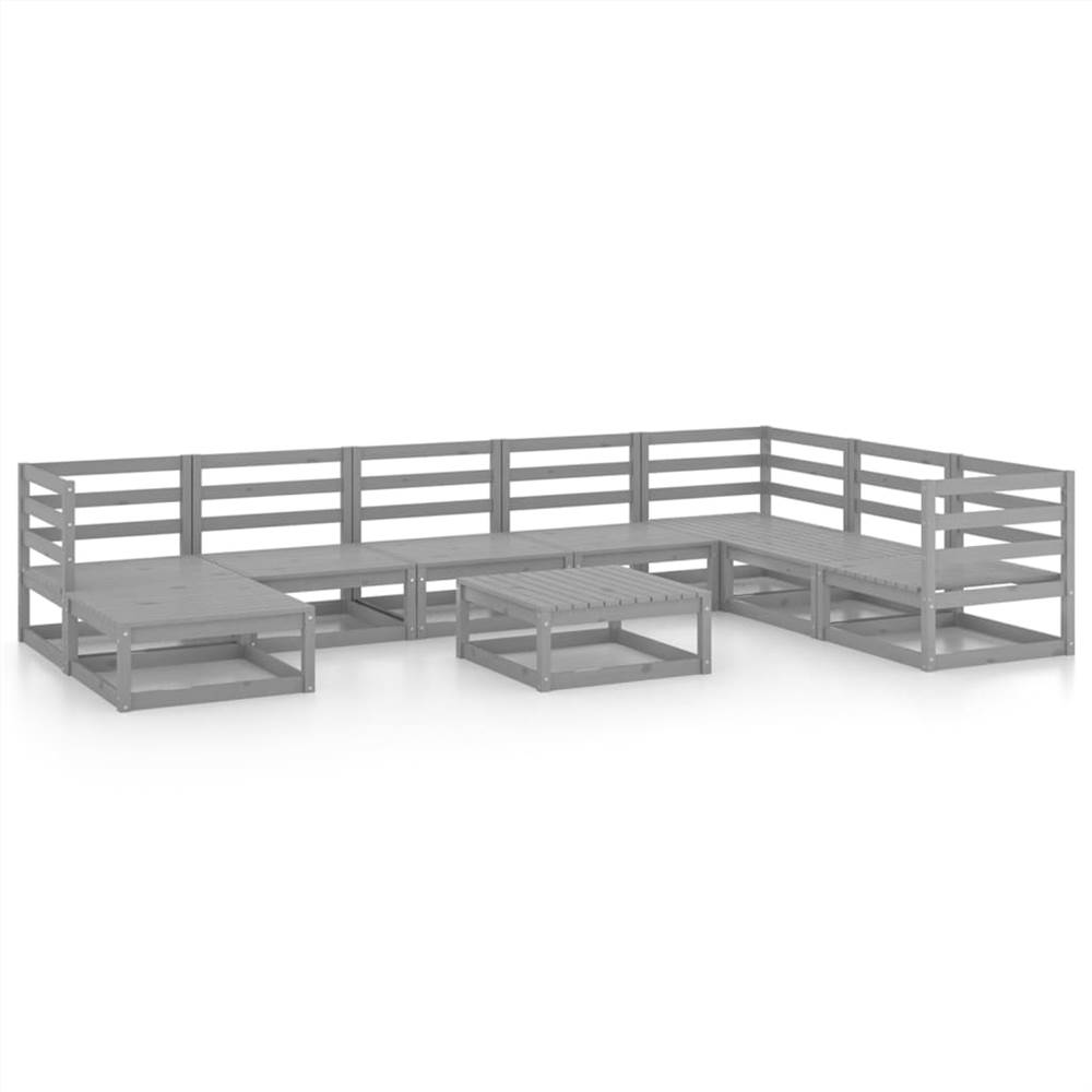 

9 Piece Garden Lounge Set Grey Solid Pinewood