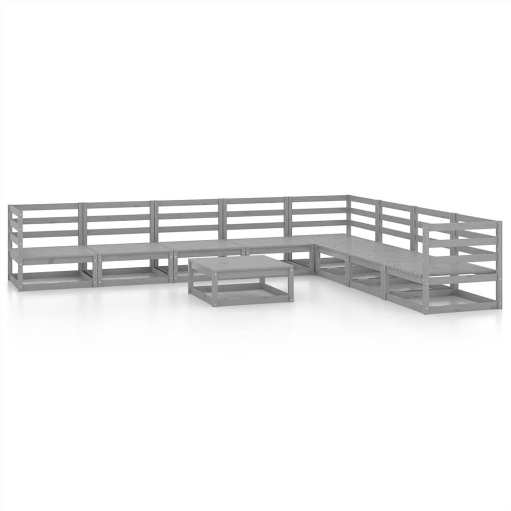 

9 Piece Garden Lounge Set Grey Solid Pinewood