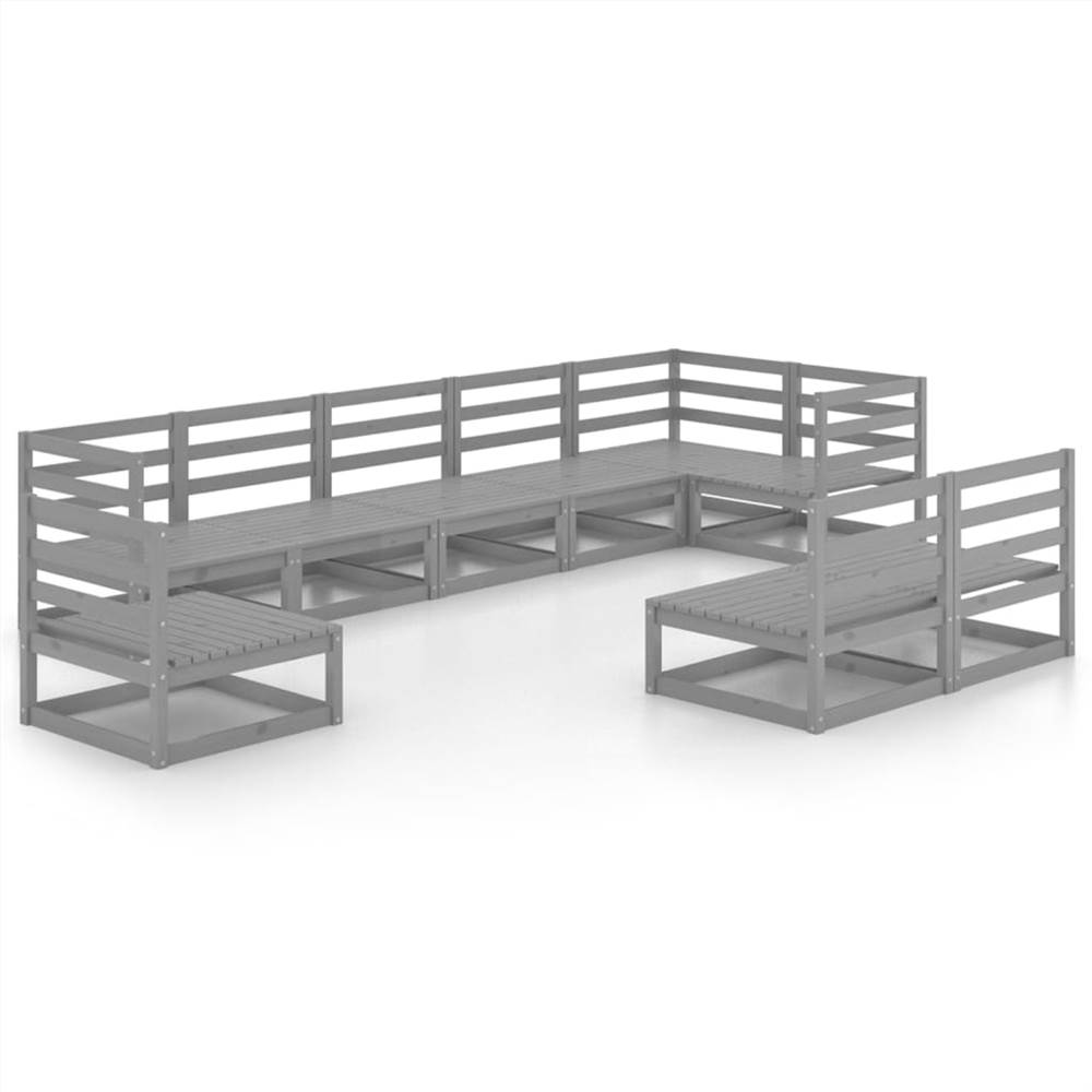 

9 Piece Garden Lounge Set Grey Solid Pinewood