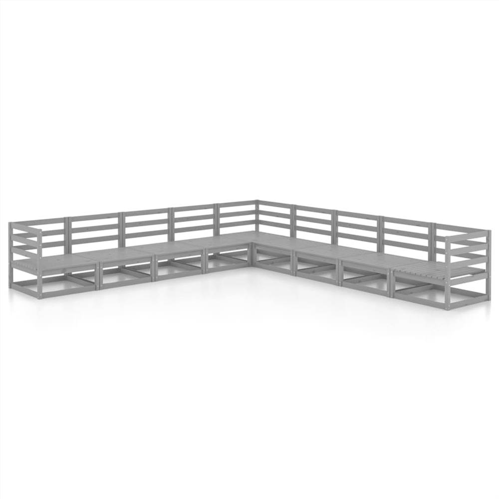 

9 Piece Garden Lounge Set Grey Solid Pinewood