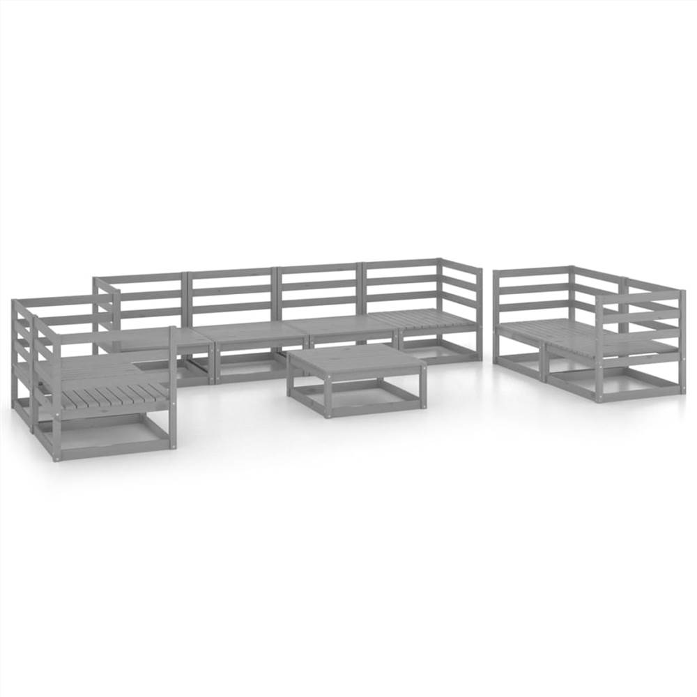 

9 Piece Garden Lounge Set Grey Solid Pinewood