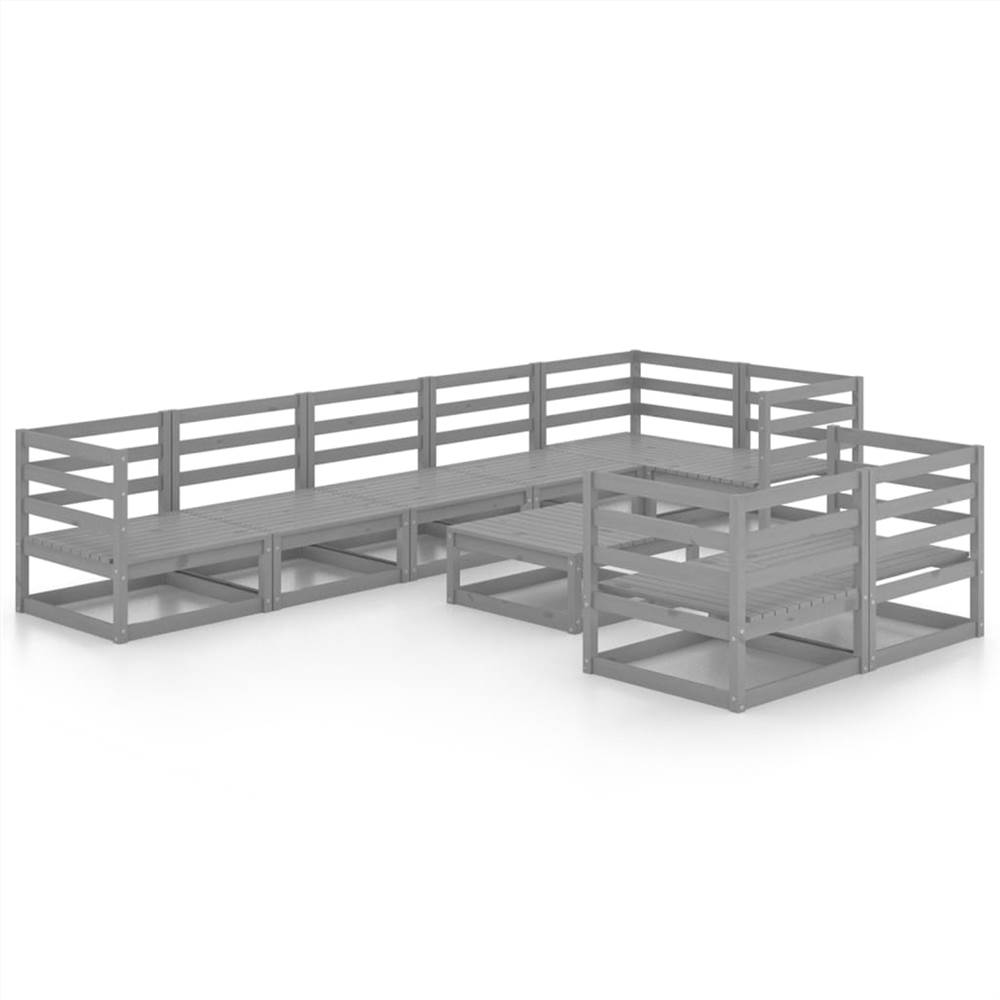 

9 Piece Garden Lounge Set Grey Solid Pinewood