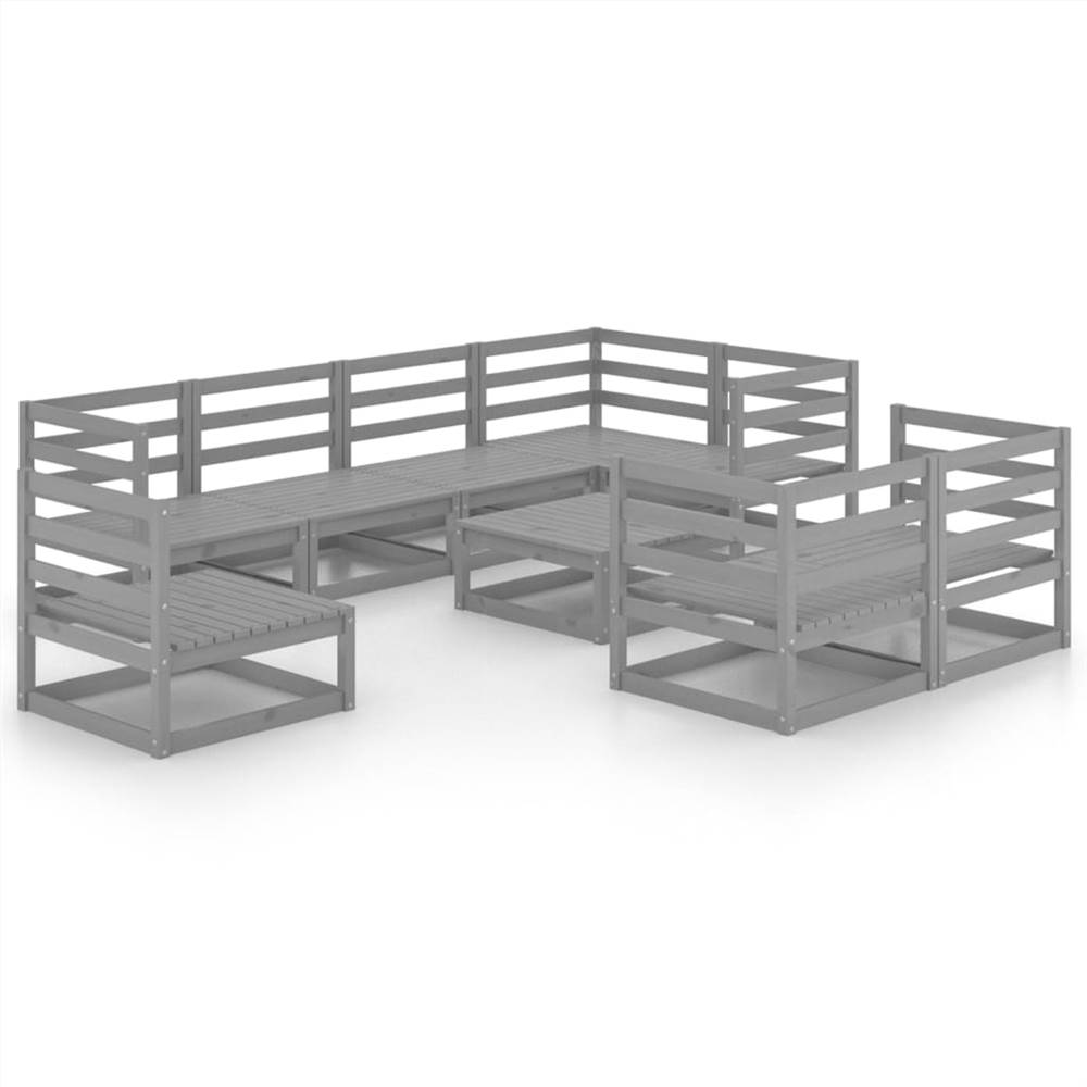 

9 Piece Garden Lounge Set Grey Solid Pinewood