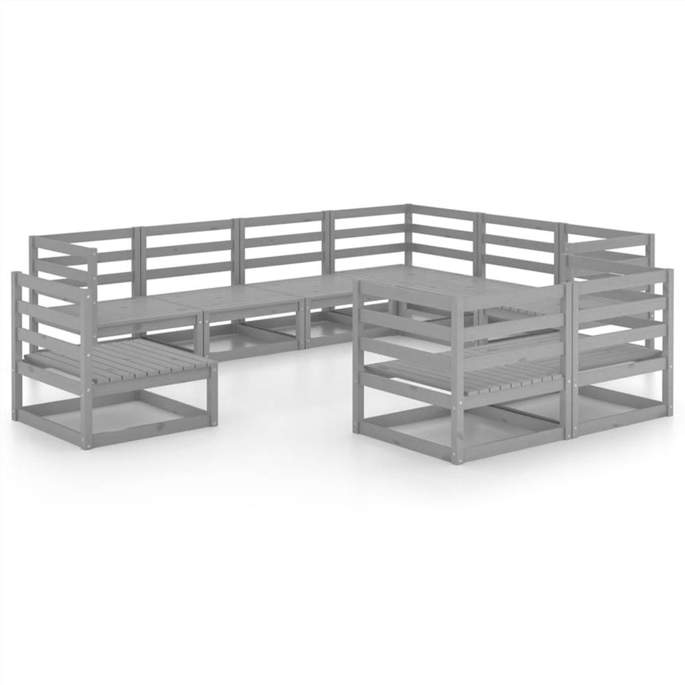 

9 Piece Garden Lounge Set Grey Solid Pinewood