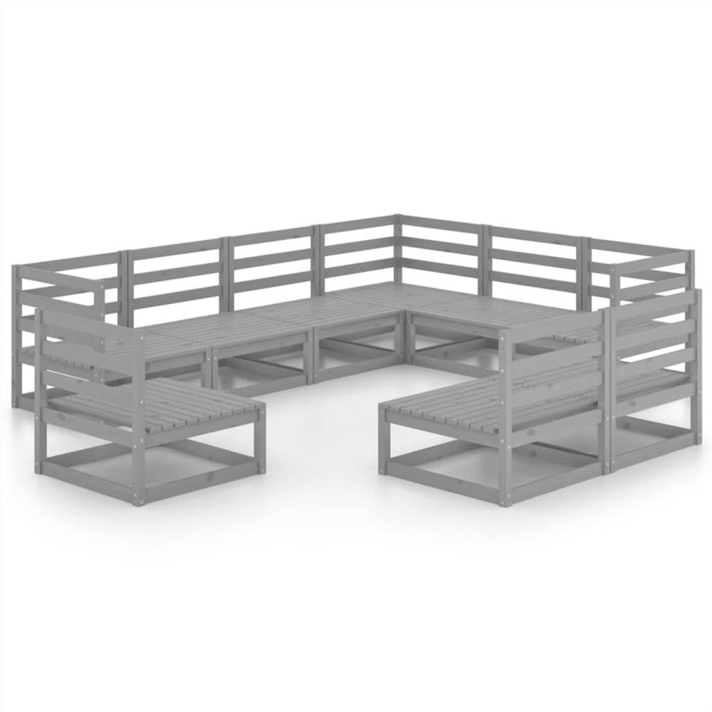 

9 Piece Garden Lounge Set Grey Solid Pinewood