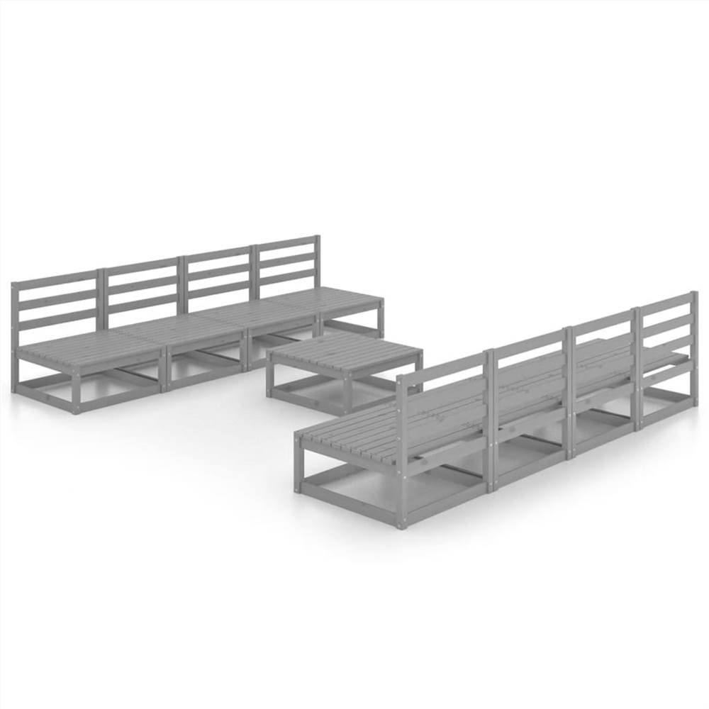 

9 Piece Garden Lounge Set Grey Solid Pinewood