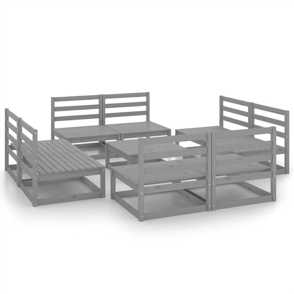 

9 Piece Garden Lounge Set Grey Solid Pinewood