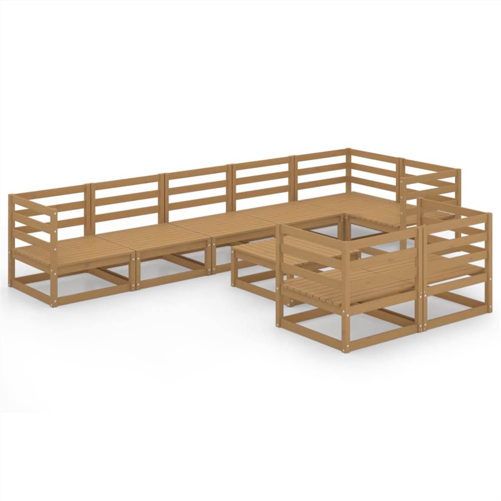 

9 Piece Garden Lounge Set Honey Brown Solid Pinewood