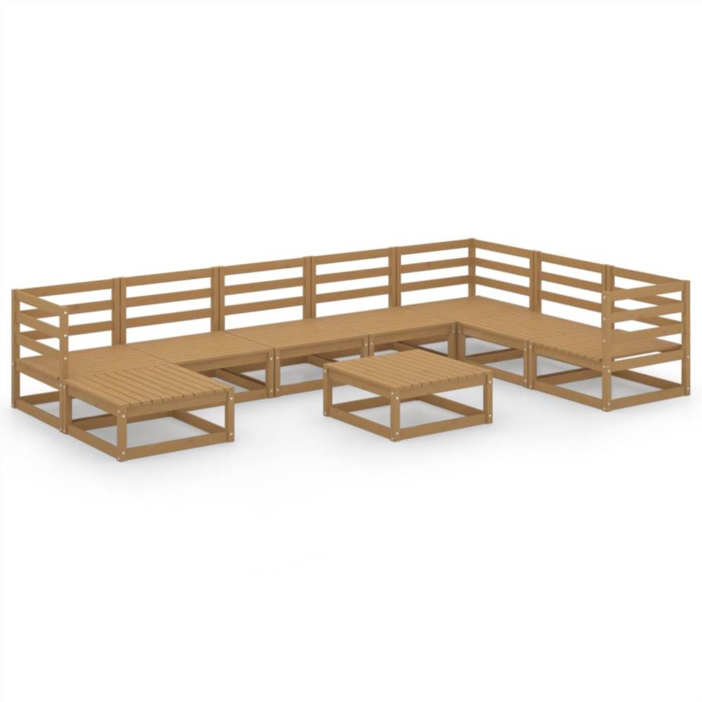 

9 Piece Garden Lounge Set Honey Brown Solid Pinewood