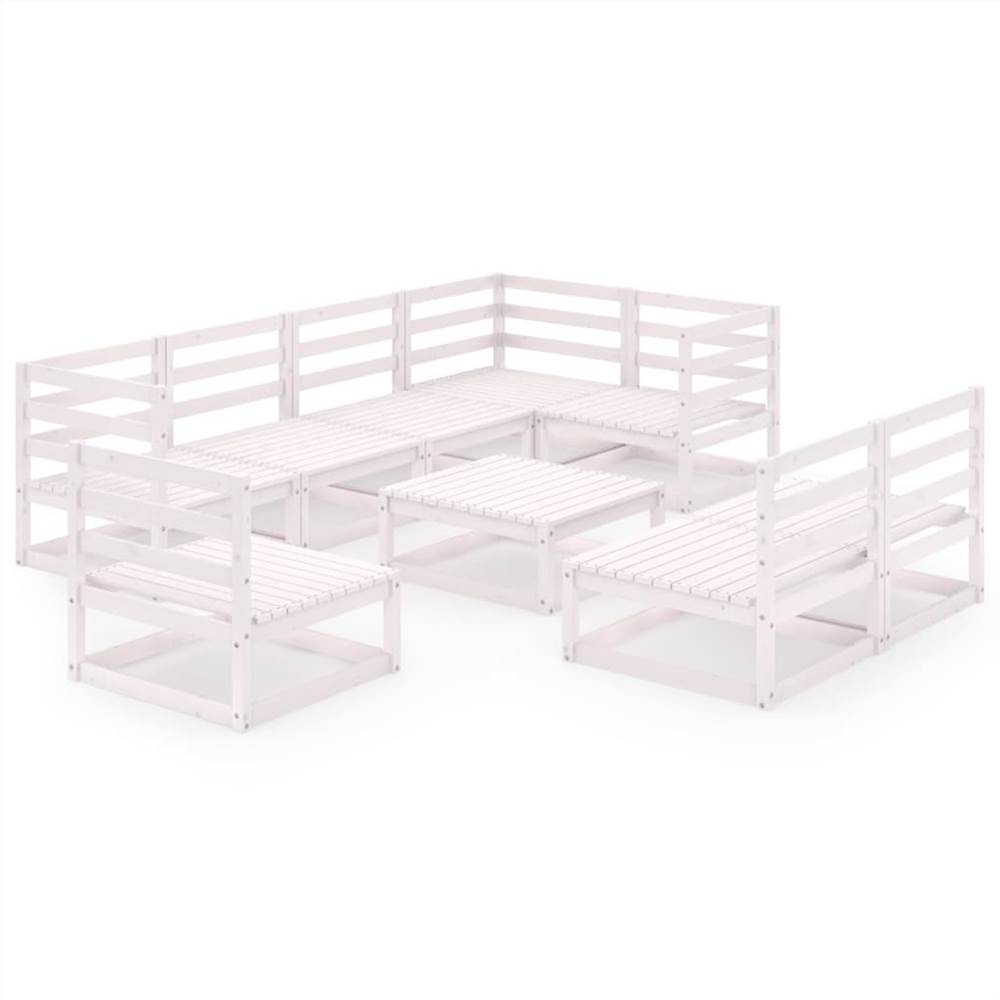 

9 Piece Garden Lounge Set White Solid Pinewood