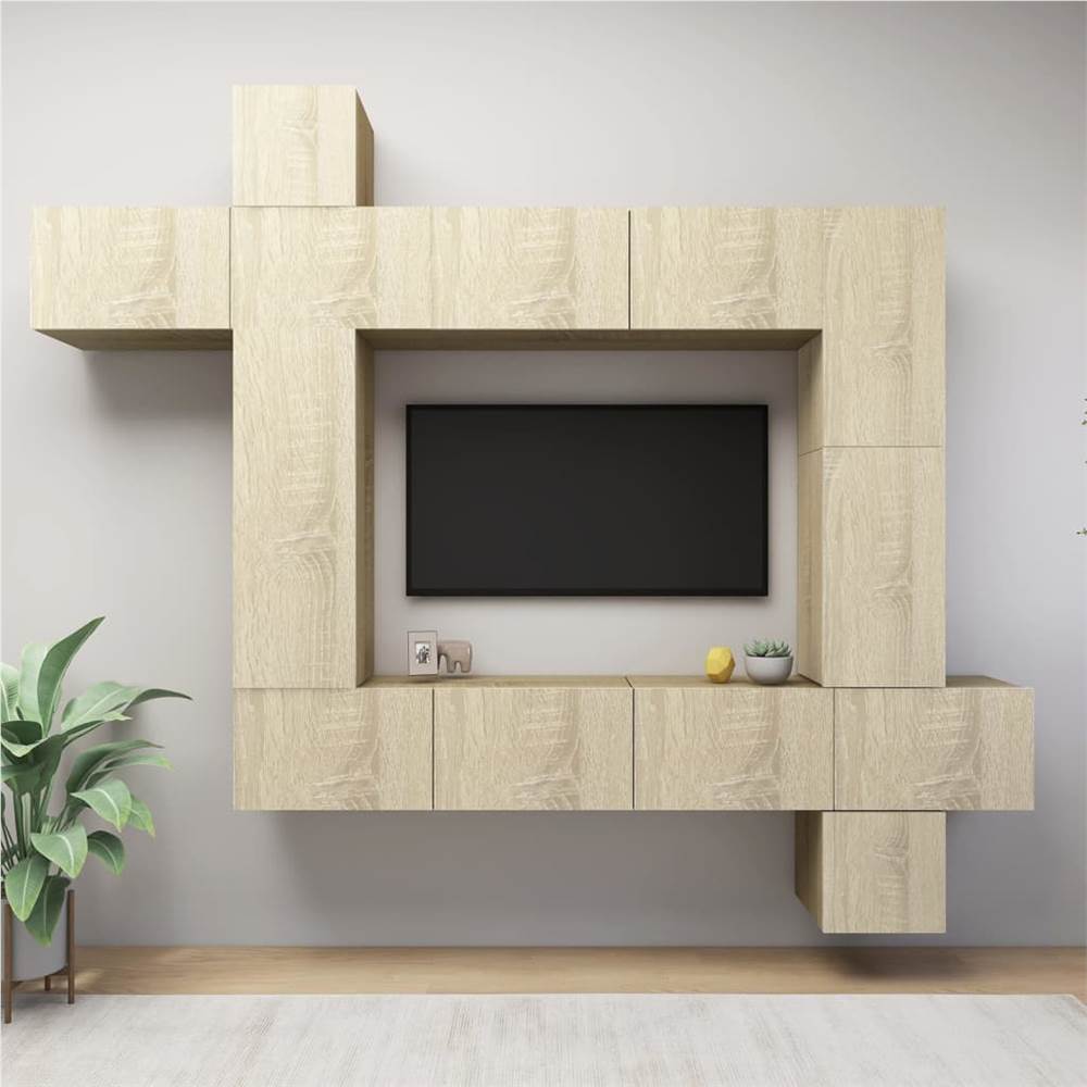 

9 Piece TV Cabinet Set Sonoma Oak Chipboard