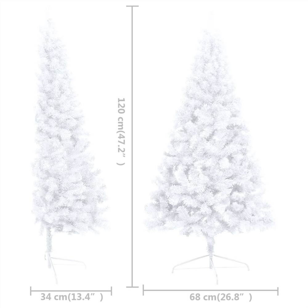 Artificial Half Christmas Tree with Stand White 120 cm PVC