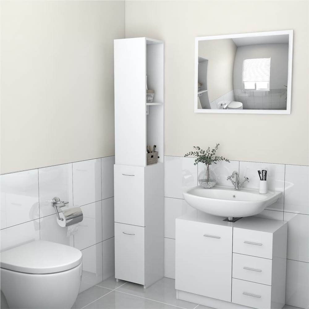 Fürdőszoba szekrény Fehér 25x25x170 cm Forgácslap