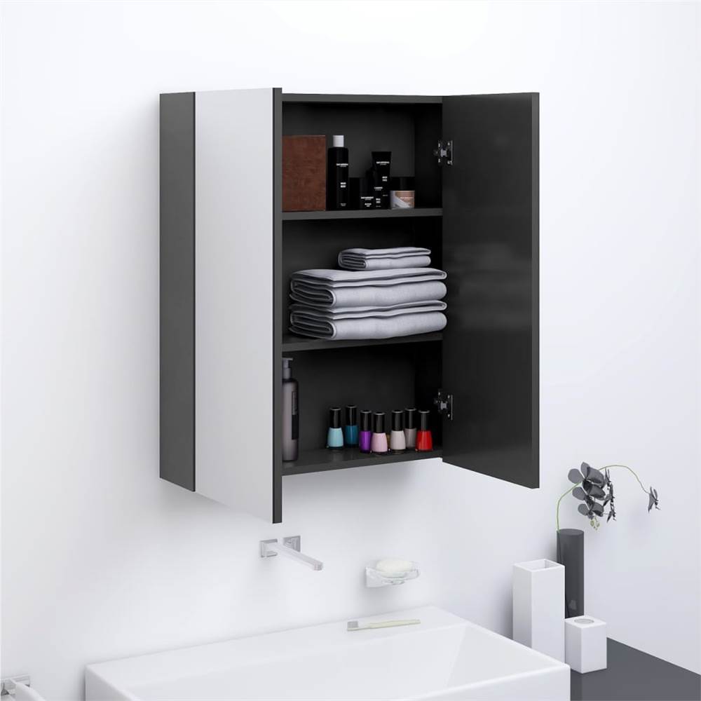 Bathroom Mirror Cabinet 60x15x75 cm MDF Grey