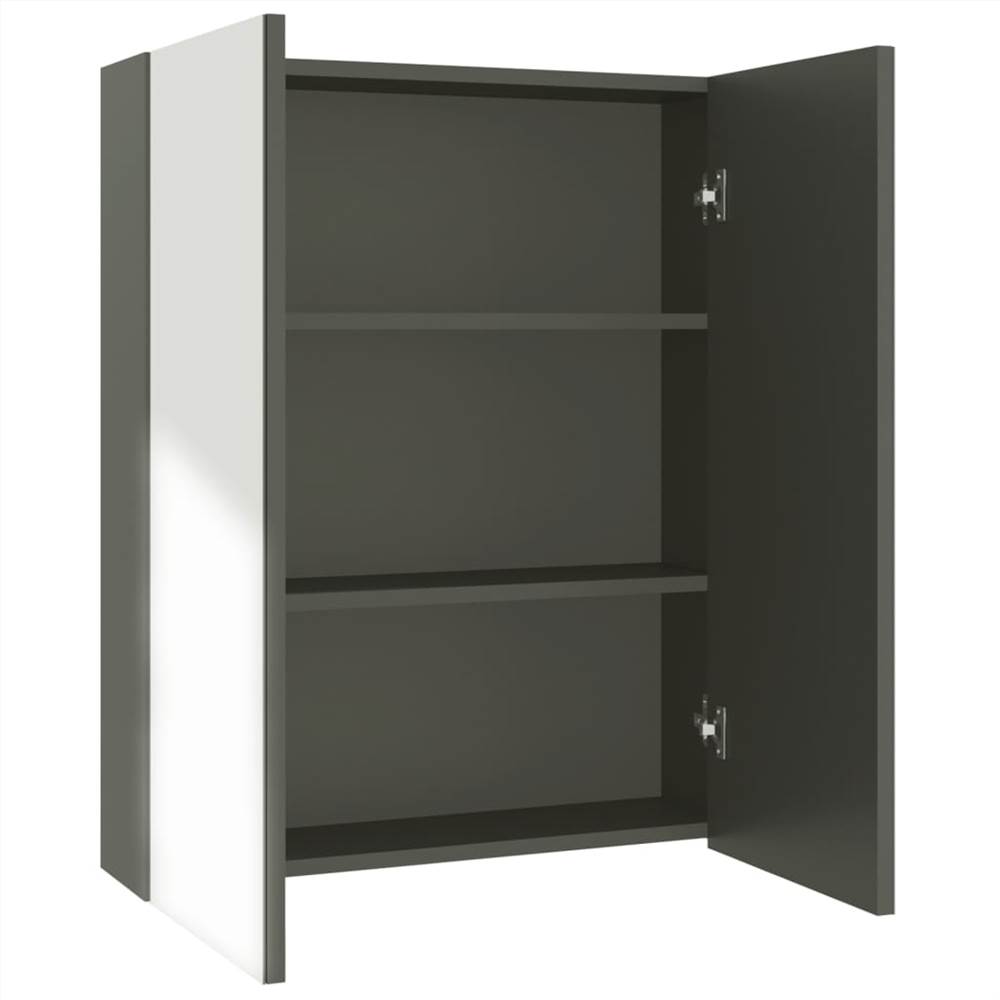Bathroom Mirror Cabinet 60x15x75 cm MDF Grey