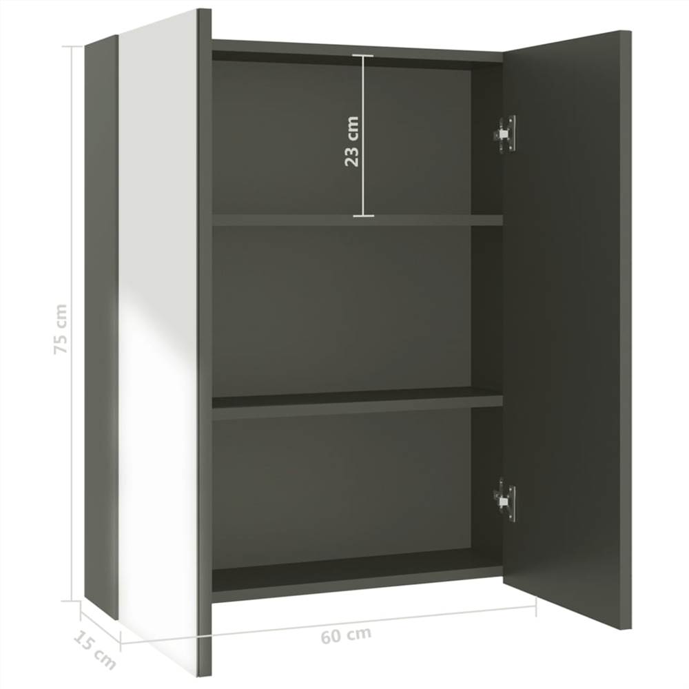 Bathroom Mirror Cabinet 60x15x75 cm MDF Grey