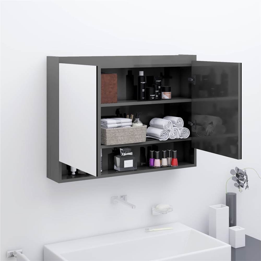 

Bathroom Mirror Cabinet 80x15x60 cm MDF Shining Grey