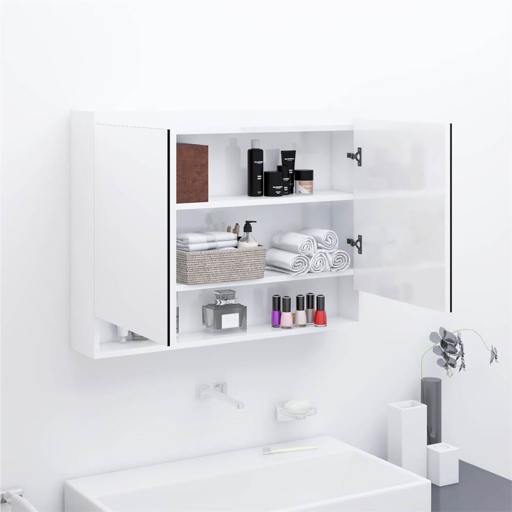 

Bathroom Mirror Cabinet 80x15x60 cm MDF Shining White