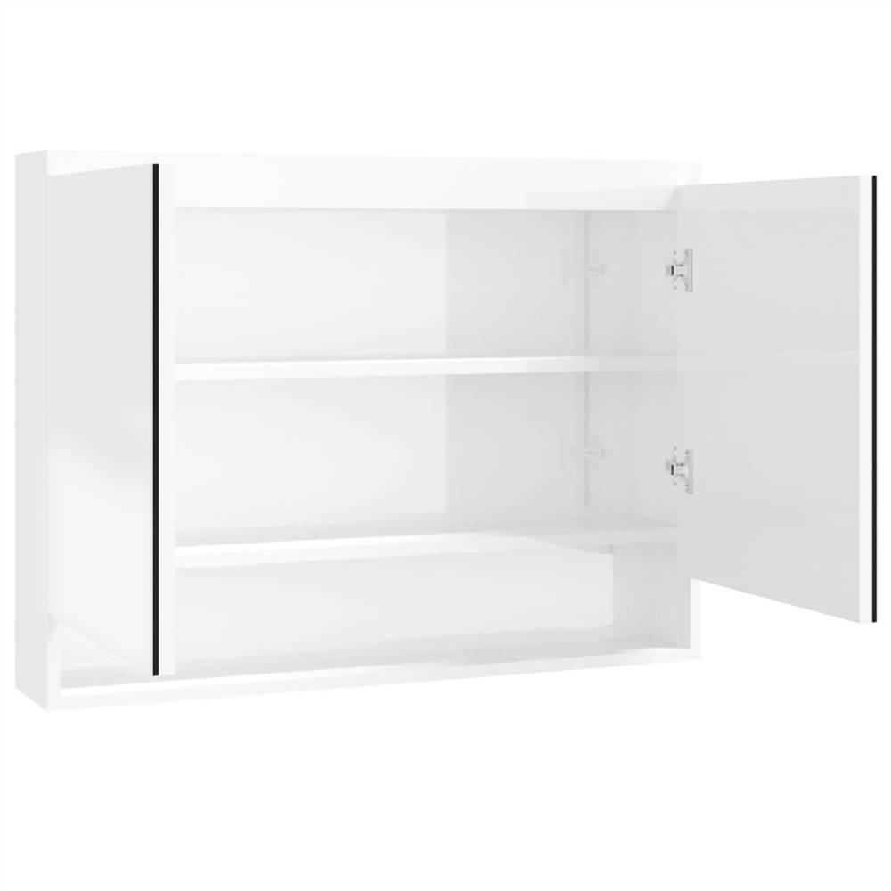 Bathroom Mirror Cabinet 80x15x60 cm MDF Shining White