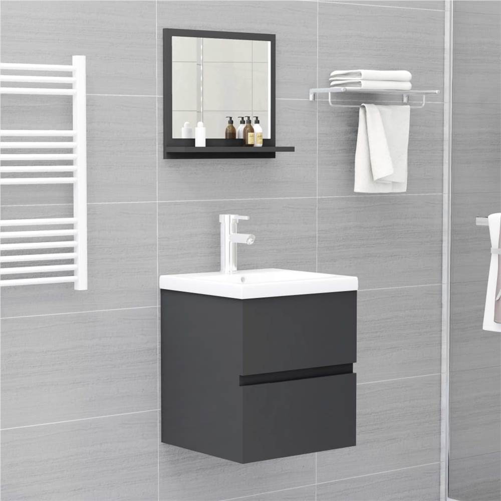 Bathroom Mirror Grey 40x10.5x37 cm Chipboard