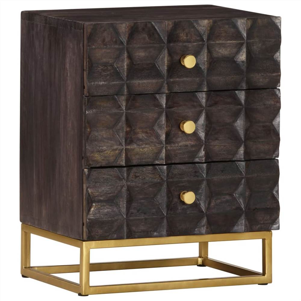 

Bed Cabinet Black 40x30x50 cm Solid Mango Wood