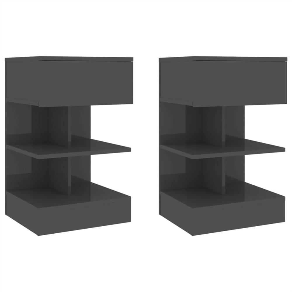 

Bedside Cabinets 2 pcs High Gloss Grey 40x35x65 cm