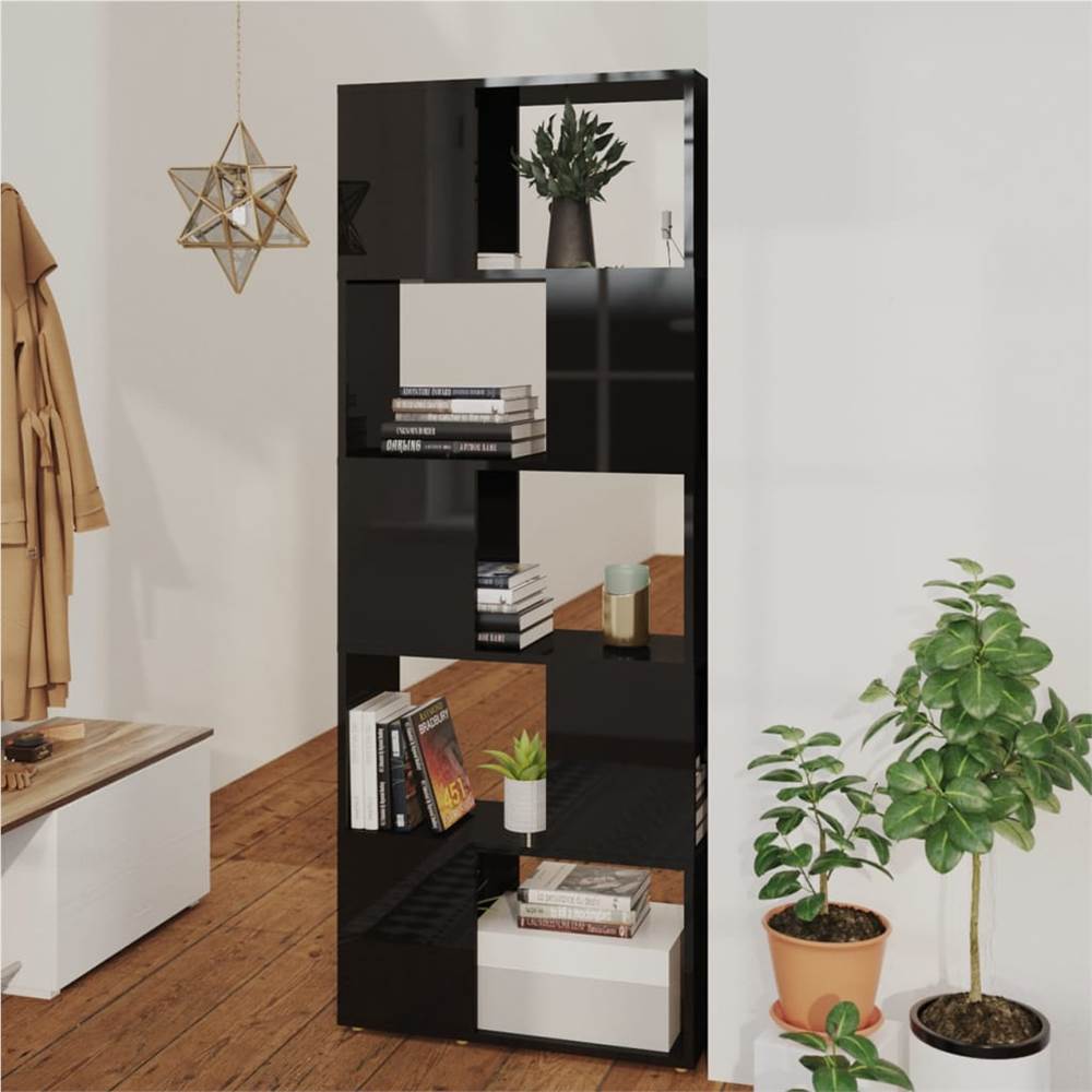 

Book Cabinet Room Divider High Gloss Black 60x24x155 cm