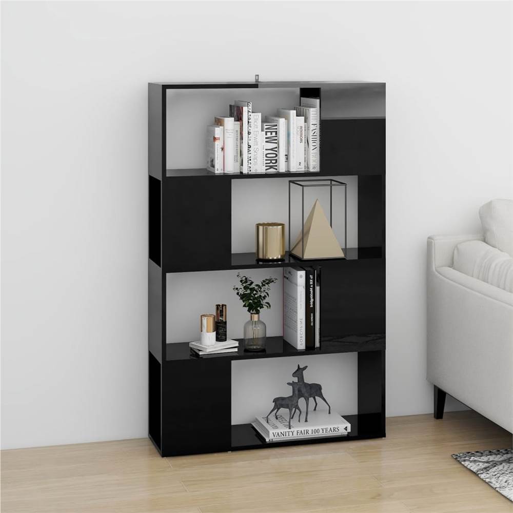 Book Room Divider High Gloss Black 80x24x124.5 cm
